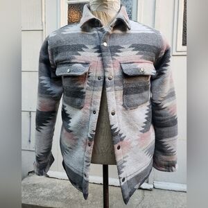 Soft Navajo Blanket Style, Insulated Shirt Jacket, Fits Sml